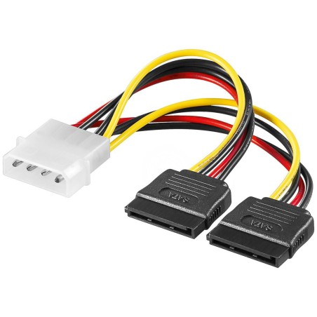 "MicroConnect SATA Power 4pin to 2x15pin 0.13m – Efficient Power Splitter | PI01092"
